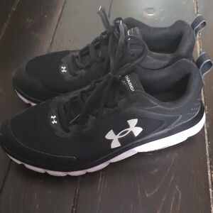 Under Armour Black and White Charged Assert Sneakers